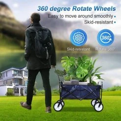 8 cu. ft. Steel Garden Cart with 360-Degree Swivel Wheels & Adjustable Handle, 220 lbs. Weight Capacity, Blue by Unbranded -GARDEN TOOLS Shop garden carts h w113446712 1f 1000
