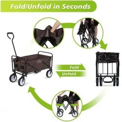 8 cu. ft. Steel Garden Cart with 360-Degree Swivel Wheels & Adjustable Handle, 220 lbs. Weight Capacity, Brown by Unbranded -GARDEN TOOLS Shop garden carts h w113446713 4f 1000