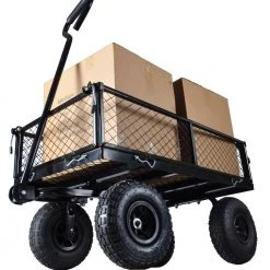 2.9 cu.ft. Steel Frame Laborsaving Wagon Cart Garden Cart Trucks in Black by Afoxsos -GARDEN TOOLS Shop garden carts hdmx1071 1f 1000