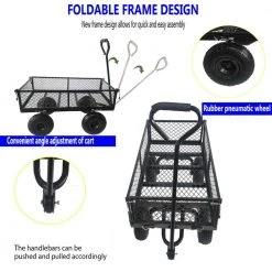 2.9 cu.ft. Steel Frame Laborsaving Wagon Cart Garden Cart Trucks in Black by Afoxsos -GARDEN TOOLS Shop garden carts hdmx1071 fa 1000