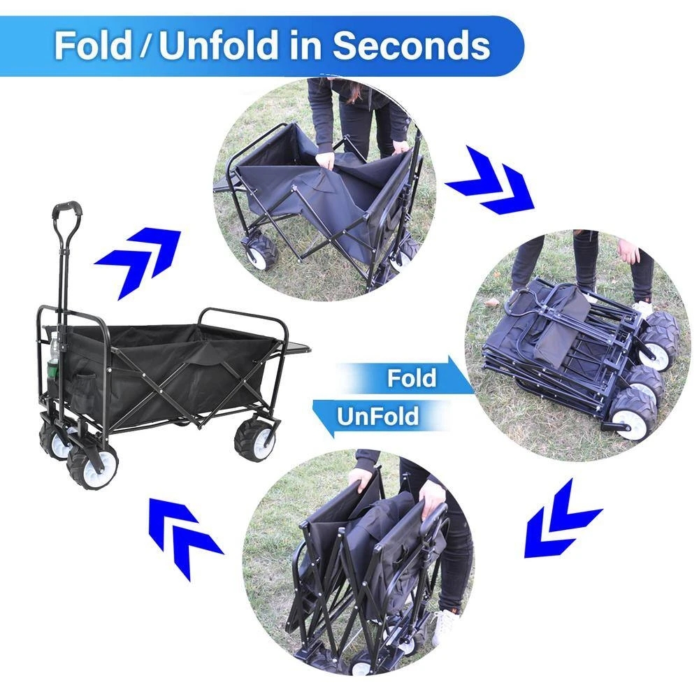 Folding 4 cu. ft. 600D polyester fabric Collapsible Garden Cart with Drink Holder, Adjustable Handles and Double Fabric by Afoxsos 4 Folding 4 cu. ft. 600D polyester fabric Collapsible Garden Cart with Drink Holder, Adjustable Handles and Double Fabric by Afoxsos - Image 2