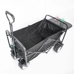 Folding 4 cu. ft. 600D polyester fabric Collapsible Garden Cart with Drink Holder, Adjustable Handles and Double Fabric by Afoxsos
