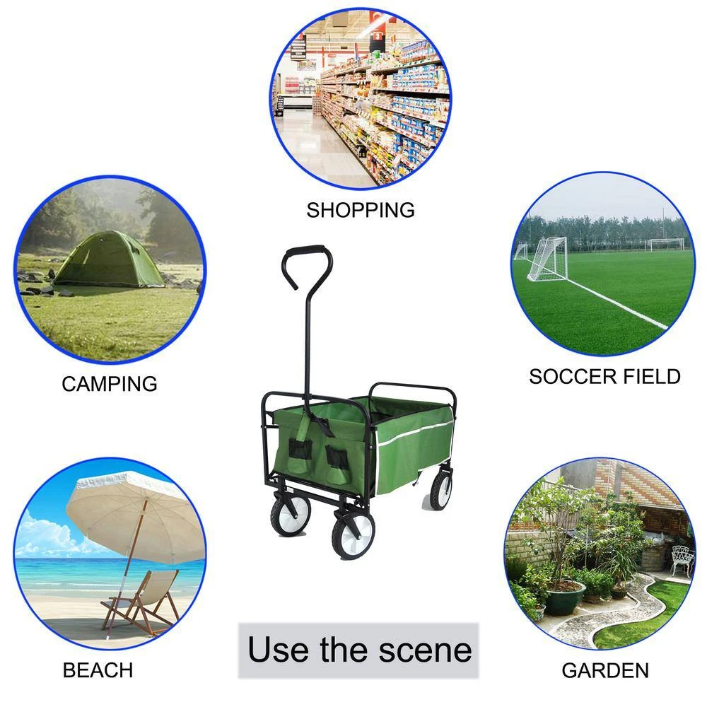 3.6 cu. ft. Fabric Bin Garden Cart Folding Wagon Cart in Green by Afoxsos 9 3.6 cu. ft. Fabric Bin Garden Cart Folding Wagon Cart in Green by Afoxsos - Image 7