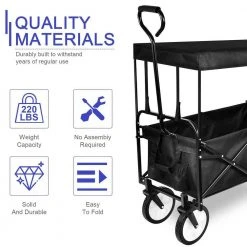 2 cu. ft. Black Steel Heavy-Duty Folding Portable Hand Garden Cart with Removable Canopy 8 in. Wheels Adjustable Handles by BANSA ROSE 14 2 cu. ft. Black Steel Heavy-Duty Folding Portable Hand Garden Cart with Removable Canopy 8 in. Wheels Adjustable Handles by BANSA ROSE -GARDEN TOOLS Shop garden carts hskn stc1 44 1000