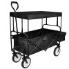 2 cu. ft. Black Steel Heavy-Duty Folding Portable Hand Garden Cart with Removable Canopy 8 in. Wheels Adjustable Handles by BANSA ROSE -GARDEN TOOLS Shop garden carts hskn stc1 64 1000