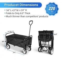 Capacity 2 cu.ft. Fabric Garden Cart with Universal Wheels & Adjustable Handle, Black by Tatayosi -GARDEN TOOLS Shop garden carts j h w113446706 44 1000