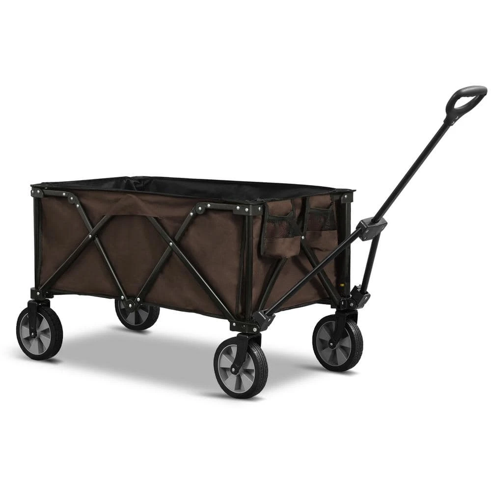4.9 cu. ft. Fabric Collapsible and Portable Folding Garden Cart Outdoor Garden Camping Wagon (Brown) by JOYSIDE 3 4.9 cu. ft. Fabric Collapsible and Portable Folding Garden Cart Outdoor Garden Camping Wagon (Brown) by JOYSIDE