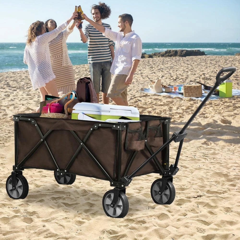 4.9 cu. ft. Fabric Collapsible and Portable Folding Garden Cart Outdoor Garden Camping Wagon (Brown) by JOYSIDE 8 4.9 cu. ft. Fabric Collapsible and Portable Folding Garden Cart Outdoor Garden Camping Wagon (Brown) by JOYSIDE - Image 6