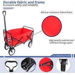 3.3 cu.ft. Steel Collapsible Folding Fabric Outdoor Utility Wagon Garden Cart with 2 Mesh Cup Holders, Red by Unbranded -GARDEN TOOLS Shop garden carts ktdgcp82601 c3 1000