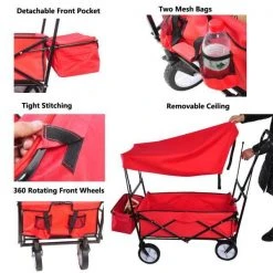 3.7 cu.ft. Steel Collapsible Garden Cart with Removable Canopy and Rear Storage, Red by Unbranded 16 3.7 cu.ft. Steel Collapsible Garden Cart with Removable Canopy and Rear Storage, Red by Unbranded -GARDEN TOOLS Shop garden carts ktdgcp82902 c3 1000