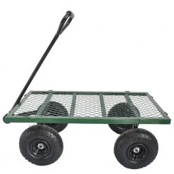 8.8 cu. ft. Metal Wagon Garden Cart in Grass Green by Unbranded