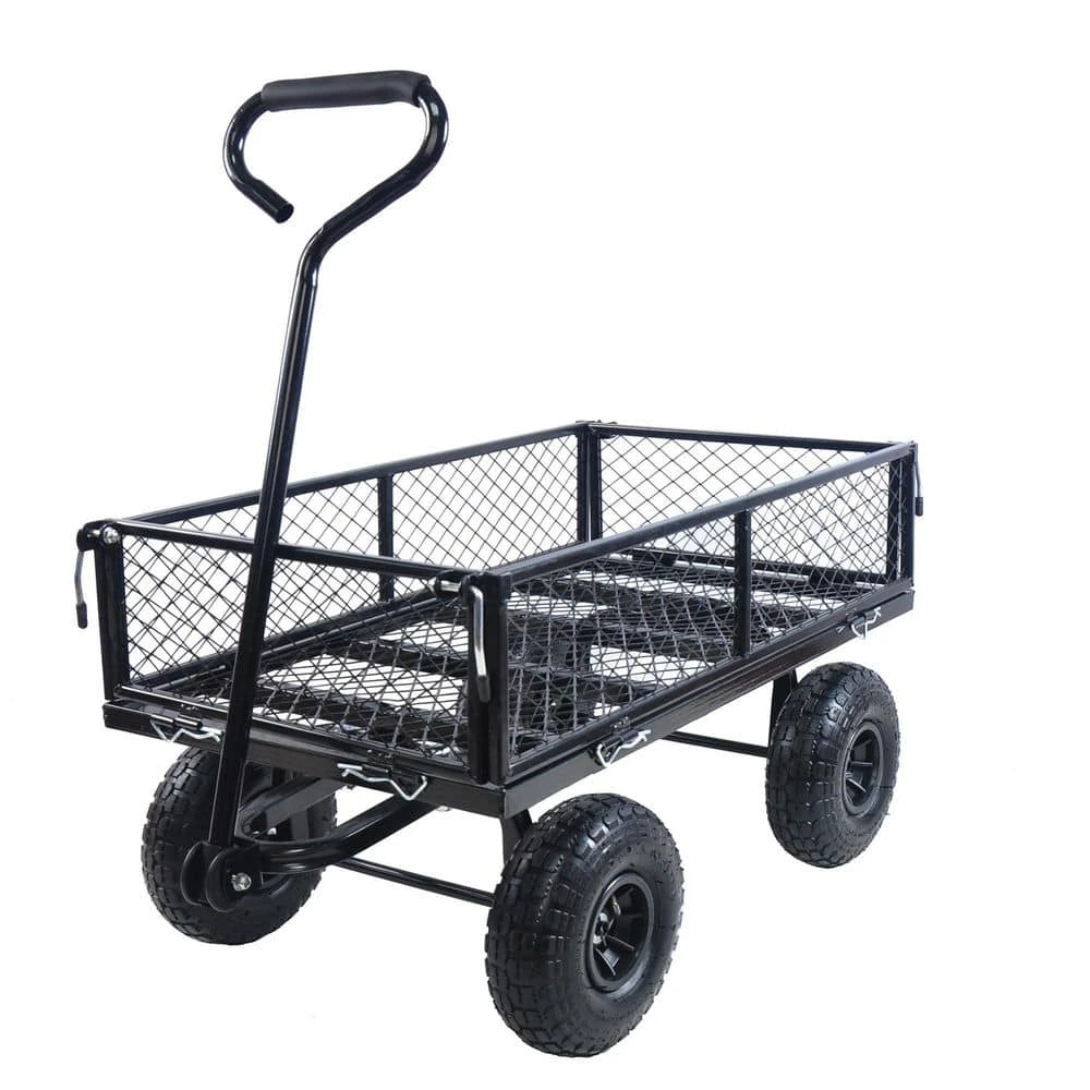 3 cu.ft. Total Metal Garden Cart Outdoor Wagon All Terrain Pulling in Black by Unbranded 3 3 cu.ft. Total Metal Garden Cart Outdoor Wagon All Terrain Pulling in Black by Unbranded