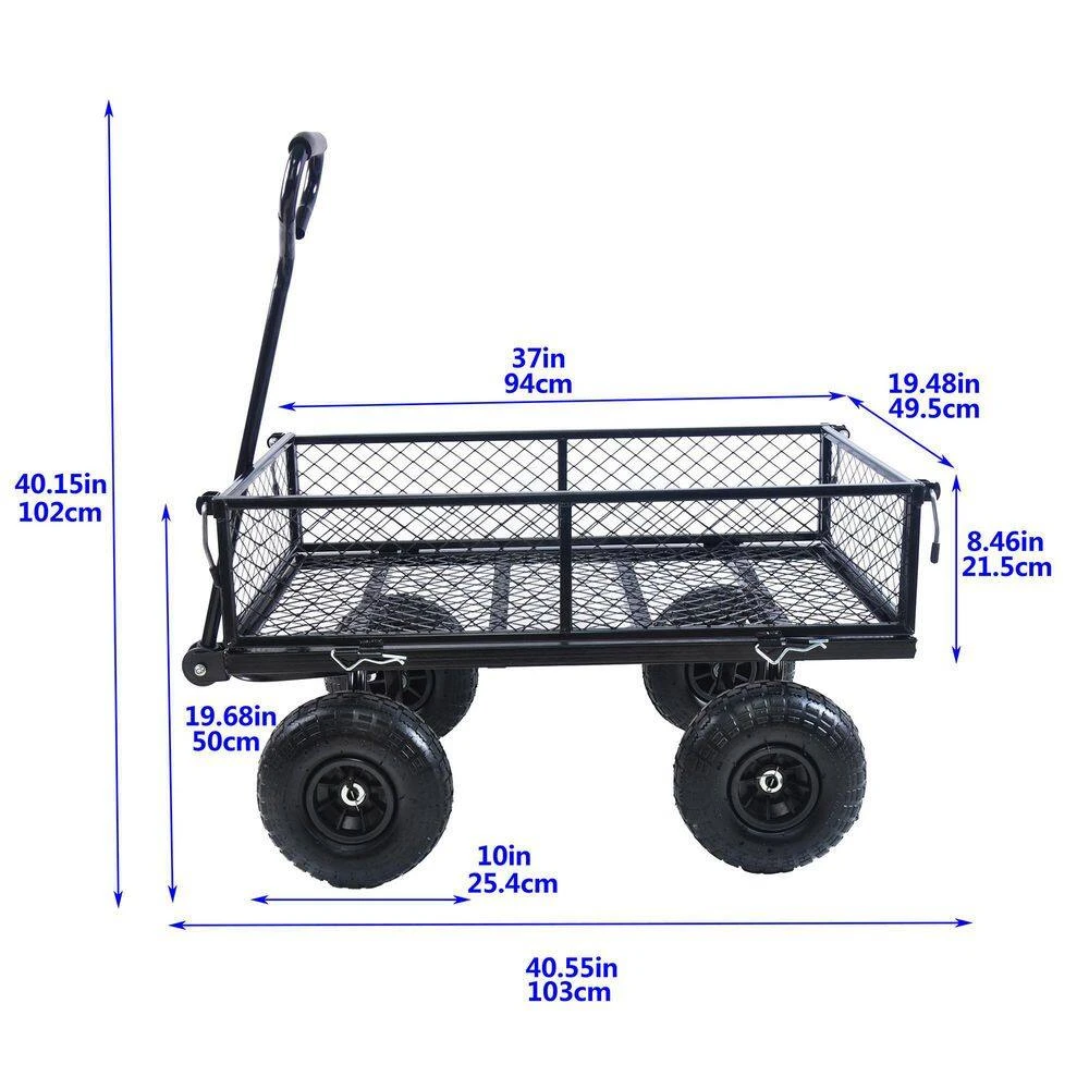 3 cu.ft. Total Metal Garden Cart Outdoor Wagon All Terrain Pulling in Black by Unbranded 10 3 cu.ft. Total Metal Garden Cart Outdoor Wagon All Terrain Pulling in Black by Unbranded - Image 8