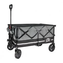 3 cu.ft. Nature's Journey Collapsible Folding Fabric Camping Wagon and Garden Cart, Black/Grey by Unbranded