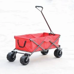3.6 cu.ft. Outdoor Camping Wagon Metal Garden Carts Foldable by Tunearary