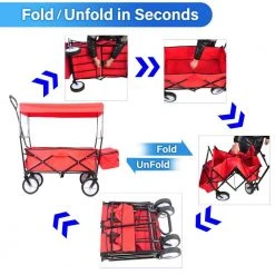 4 cu.ft. Metal Garden Shopping Beach Cart folding wagon Garden Cart Red by Unbranded -GARDEN TOOLS Shop garden carts xy224 redca rts 1d 1000