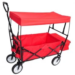 4 cu.ft. Metal Garden Shopping Beach Cart folding wagon Garden Cart Red by Unbranded