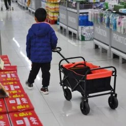 1.43 cu. ft. Fabric and Steel Folding Wagon Shopping Beach Garden Cart (Black and Yellow) by Unbranded -GARDEN TOOLS Shop garden carts zhy22735704 fa 1000