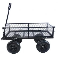 4 cu. ft. Black Steel Wagon Garden Cart by Alpulon