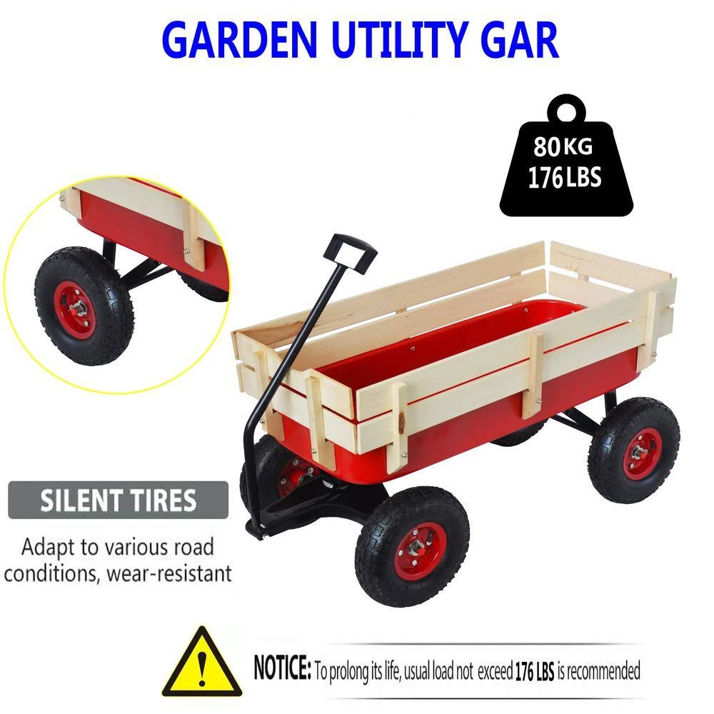 3 cu.ft. Outdoor Steel Red Shopping Utility Wagon Garden Cart by Unbranded 7 3 cu.ft. Outdoor Steel Red Shopping Utility Wagon Garden Cart by Unbranded - Image 5