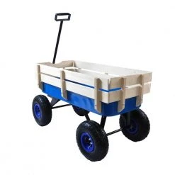 Outdoor 3 cu.ft. Metal Wagon All Terrain Wagon Garden Cart with Wood Railing by Unbranded -GARDEN TOOLS Shop garden carts zq w22740235 4f 1000