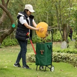 5.18 cu. ft. Capacity Outdoor Steel Leaf Patio Lawn and Storage Garden Cart on Wheels Plastic Bin, Green by Gardenised -GARDEN TOOLS Shop gardenised garden carts qi004519 1f 1000