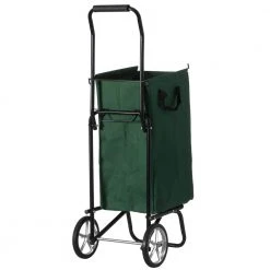 5.18 cu. ft. Capacity Outdoor Steel Leaf Patio Lawn and Storage Garden Cart on Wheels Plastic Bin, Green by Gardenised -GARDEN TOOLS Shop gardenised garden carts qi004519 c3 1000
