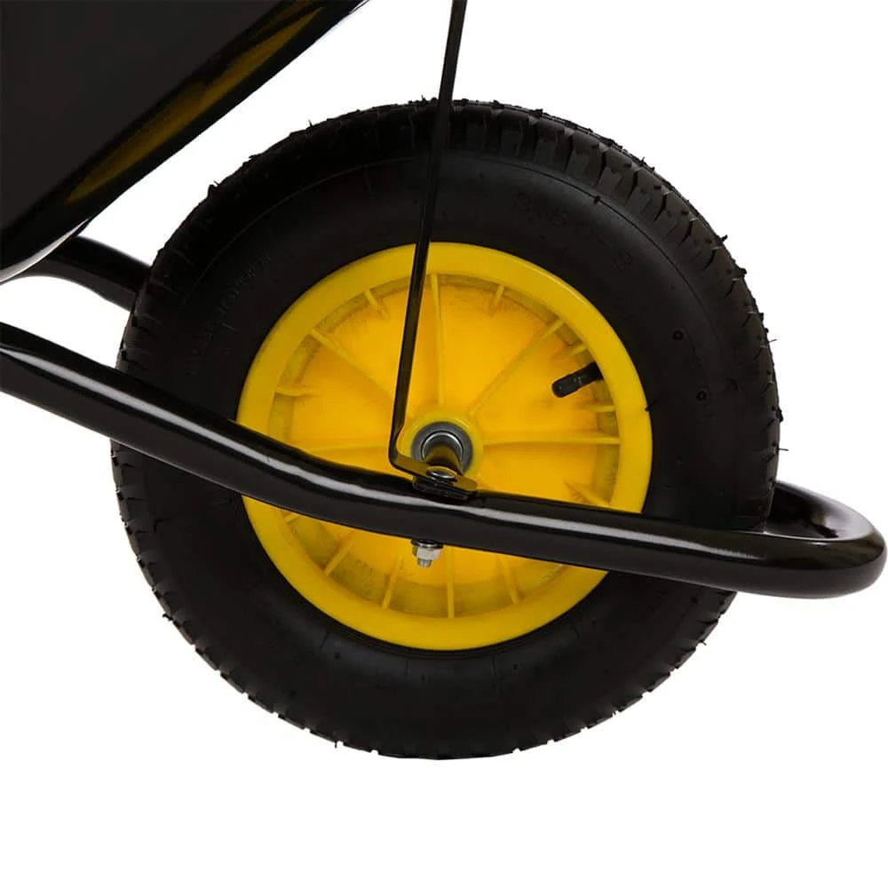 4.7 cu. ft. Black Steel Framed Plastic Garden Wheelbarrow Utility Dump Cart by Glitzhome 5 4.7 cu. ft. Black Steel Framed Plastic Garden Wheelbarrow Utility Dump Cart by Glitzhome - Image 3