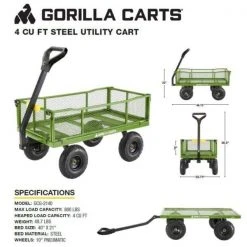 4 cu. ft. Steel Utility Cart by GORILLA CARTS -GARDEN TOOLS Shop gorilla carts garden carts gcg 2140 44 1000