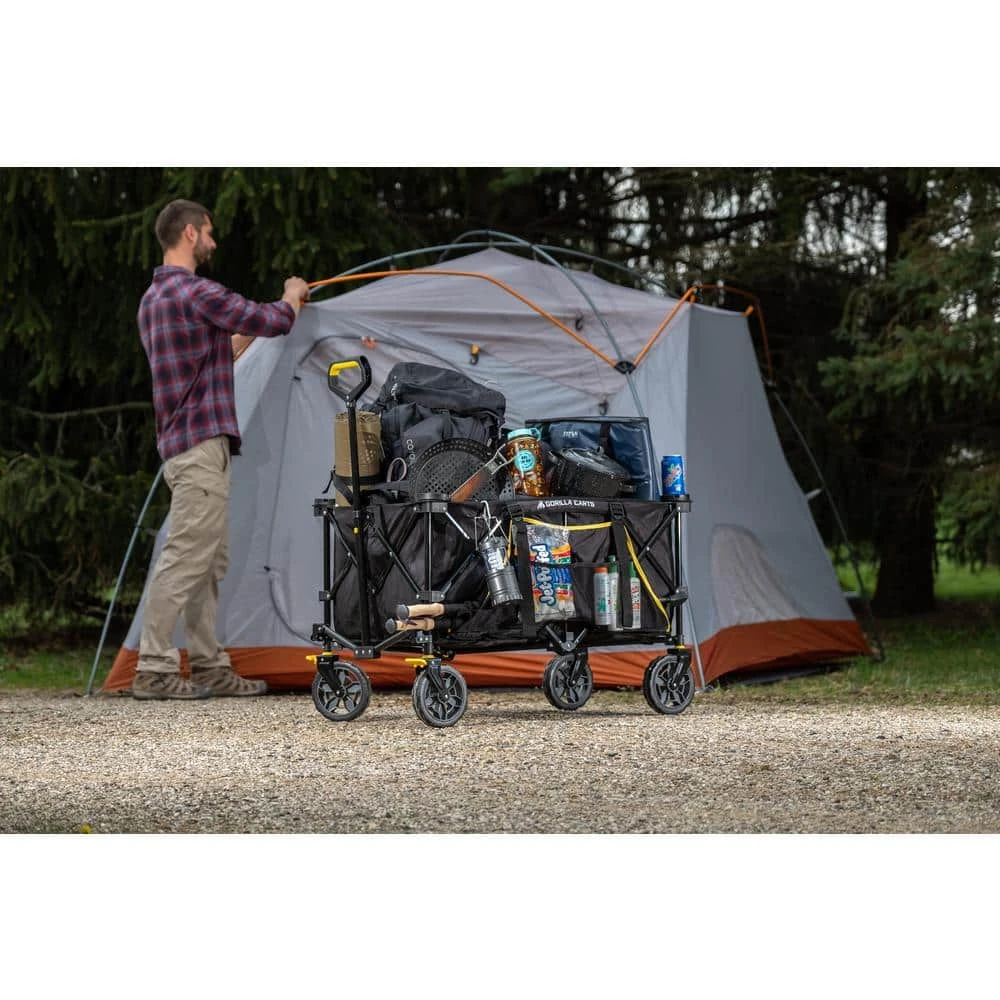 7 Cu. Ft. Collapsible Folding Outdoor Utility Wagon with Oversized Bed, Black by GORILLA CARTS 9 7 Cu. Ft. Collapsible Folding Outdoor Utility Wagon with Oversized Bed, Black by GORILLA CARTS - Image 7