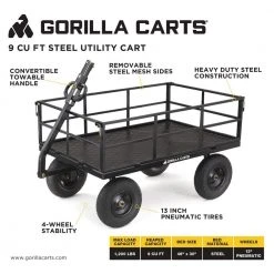 1,200 lb. Heavy-Duty Steel Utility Cart by GORILLA CARTS 26 1,200 lb. Heavy-Duty Steel Utility Cart by GORILLA CARTS -GARDEN TOOLS Shop gorilla carts garden carts gor1200 com d4 1000