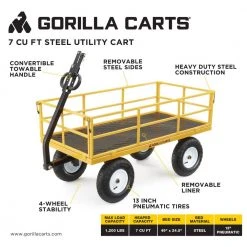 1,200 lbs. Heavy Duty Steel Utility Cart by GORILLA CARTS -GARDEN TOOLS Shop gorilla carts garden carts gor1201b 31 1000