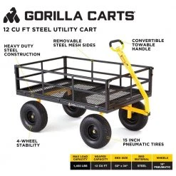 1,400 lb. Super Heavy Duty Steel Utility Cart by GORILLA CARTS -GARDEN TOOLS Shop gorilla carts garden carts gor1400 com 40 1000