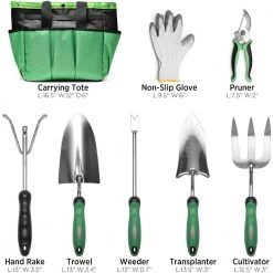 8-Piece Garden Tool Set with Storage Tote Bag by TURBRO -GARDEN TOOLS Shop green turbro garden tool sets hs601 1f 1000