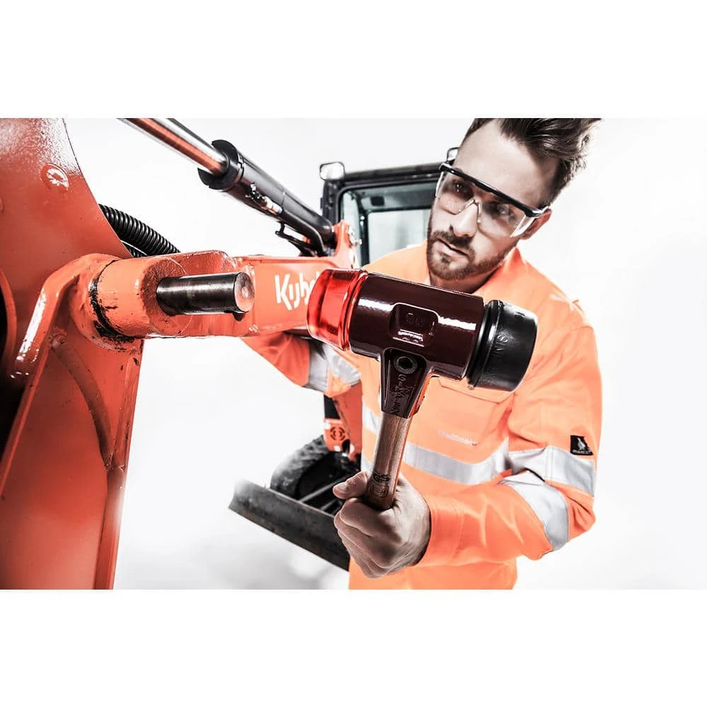 Simplex 12oz. Mallet with Cast Iron Housing Acacia Hard Wood Handle Red Plastic Face and Gray Rubber Face by Halder 4 Simplex 12oz. Mallet with Cast Iron Housing Acacia Hard Wood Handle Red Plastic Face and Gray Rubber Face by Halder - Image 2