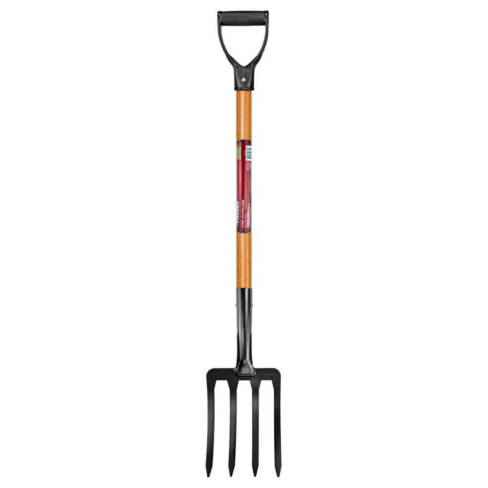 28 in. D-Grip Short Wood Handle 4-Tine Spading Garden Fork by Husky 2 28 in. D-Grip Short Wood Handle 4-Tine Spading Garden Fork by Husky
