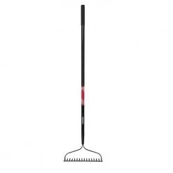57 in. L Fiberglass Handle 16-Tinens Garden Bow Rake with Grip by Husky