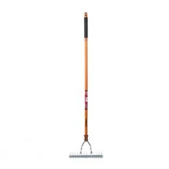54 in. L Wood Handle Thatch Rake With Grip by Husky