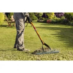 54 in. Long Wood Handle 19-Tine Adjustable Thatch Rake by Husky -GARDEN TOOLS Shop husky landscaping rakes 77113 950 4f 1000