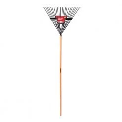 54 in. L Wood Handle 22 Tines Steel Leaf Rake with Grip by Husky