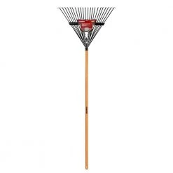 53 in. Long Wood Handle 22 in. Steel Leaf Rake by Husky