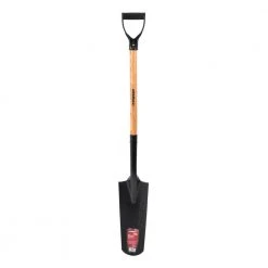 28 in. D-Grip short Wood Handle Steel Drain Spade by Husky