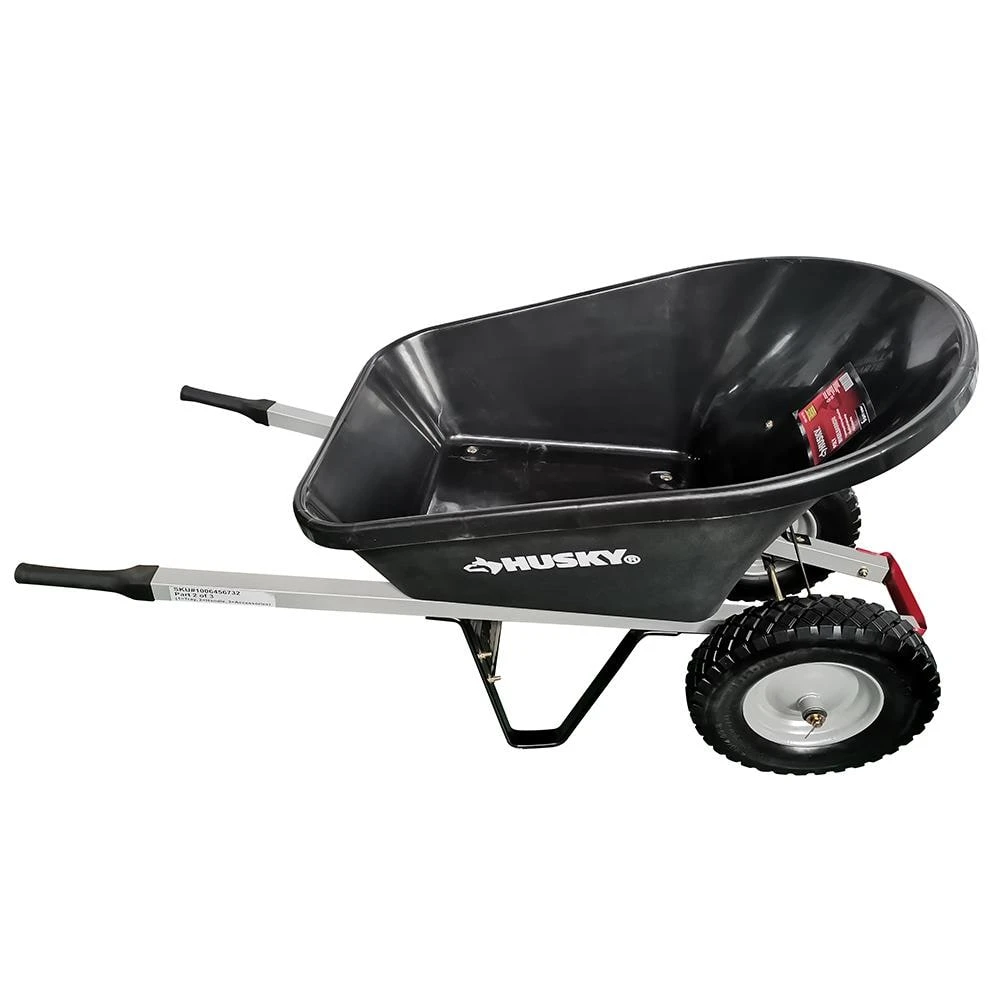 Husky 6 cu. ft. Poly Wheelbarrow with Flat-Free Tires 3 Husky 6 cu. ft. Poly Wheelbarrow with Flat-Free Tires
