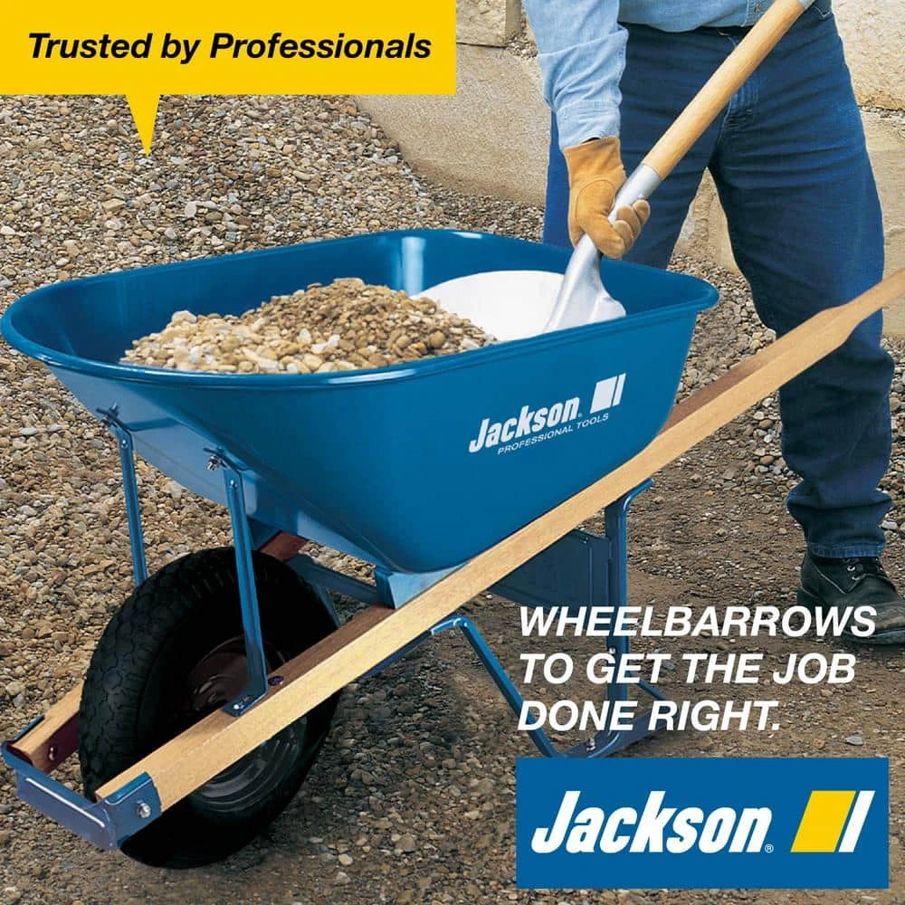 6 cu. ft. Heavy Gauge Seamless Steel Wheelbarrow with Hardwood Handles by Jackson 4 6 cu. ft. Heavy Gauge Seamless Steel Wheelbarrow with Hardwood Handles by Jackson - Image 2