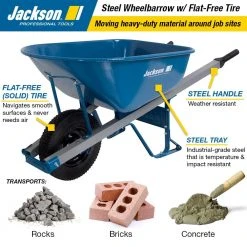 6 cu. ft. Heavy Gauge Seamless Steel Wheelbarrow with Steel Handles by Jackson -GARDEN TOOLS Shop jackson wheelbarrows m6sffkb 40 1000