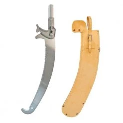 16 in. Double Hook Curved Blade with Saw Head and Leather Scabbard by Jameson