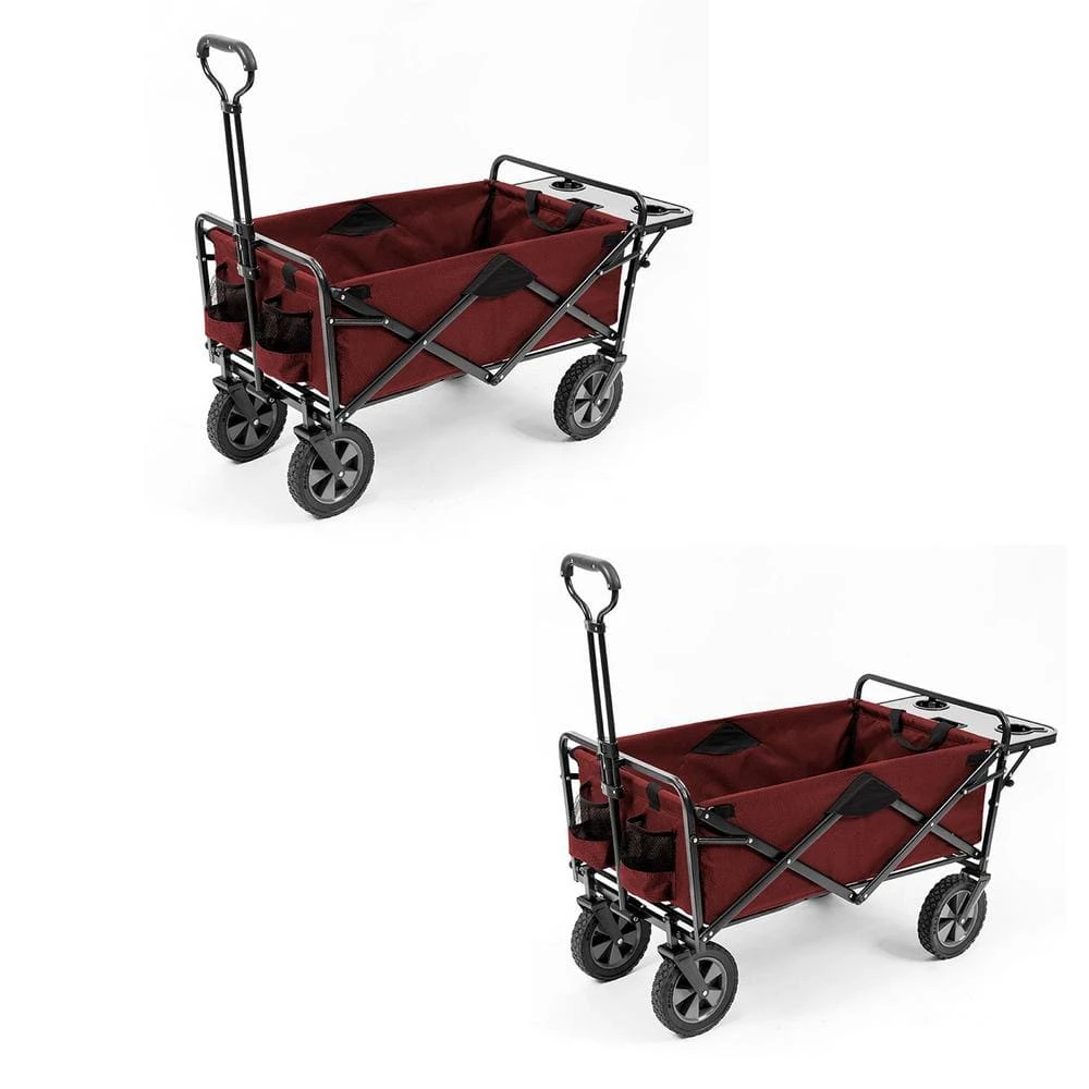 Collapsible Folding Outdoor Garden Utility Wagon Table, Maroon (2-Pack) by Mac Sports 3 Collapsible Folding Outdoor Garden Utility Wagon Table, Maroon (2-Pack) by Mac Sports
