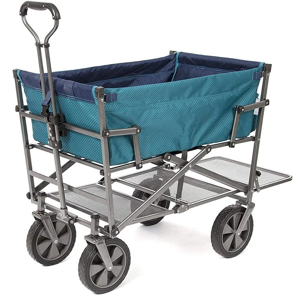 Heavy-Duty Double Decker Collapsible Yard Cart Garden Wagon in Teal by Mac Sports 3 Heavy-Duty Double Decker Collapsible Yard Cart Garden Wagon in Teal by Mac Sports