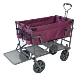 Heavy-Duty Steel Double Decker Collapsible Yard Cart Wagon, Purple by Mac Sports