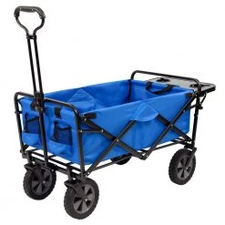 Collapsible Folding Outdoor Garden Utility Wagon Cart with Table, Blue by Mac Sports